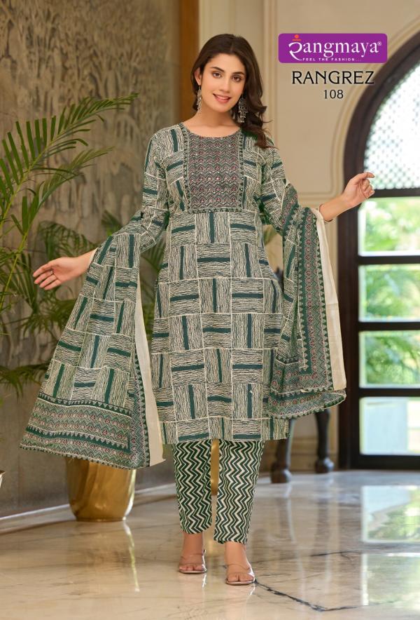 Rangmaya Rangrez Trending Wear Cotton Kurti Pant With Dupatta